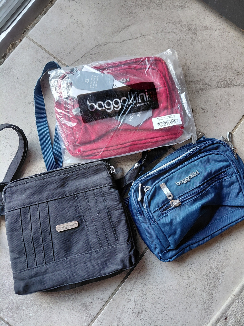 Baggallini Crossbody Trio in Red, Blue, and Black